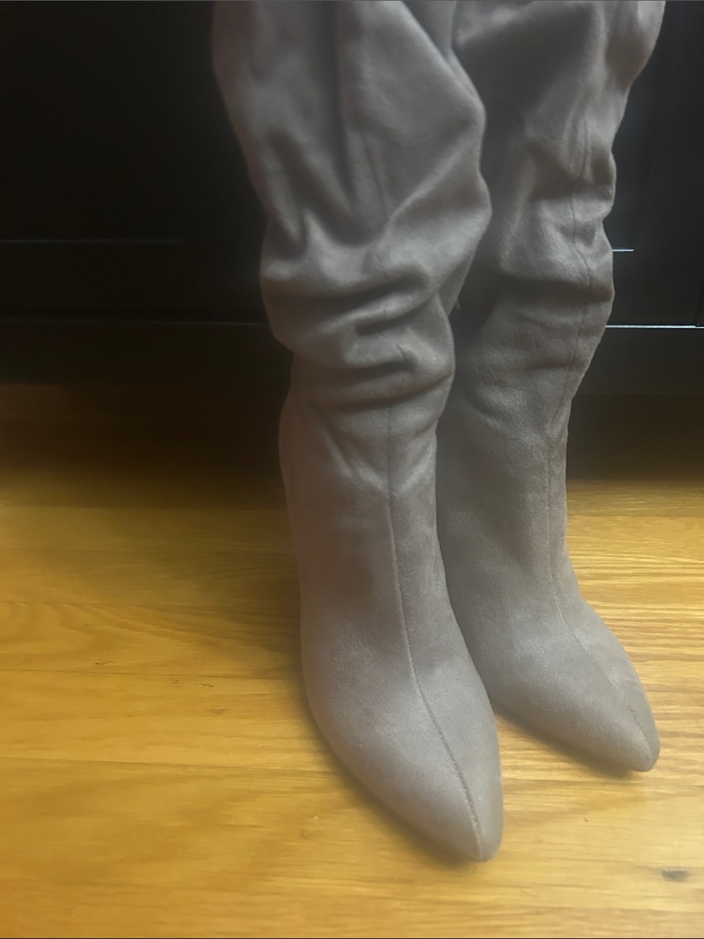T.J.Maxx Taupe Suede Over-the-Knee Pointed Toe Boots
